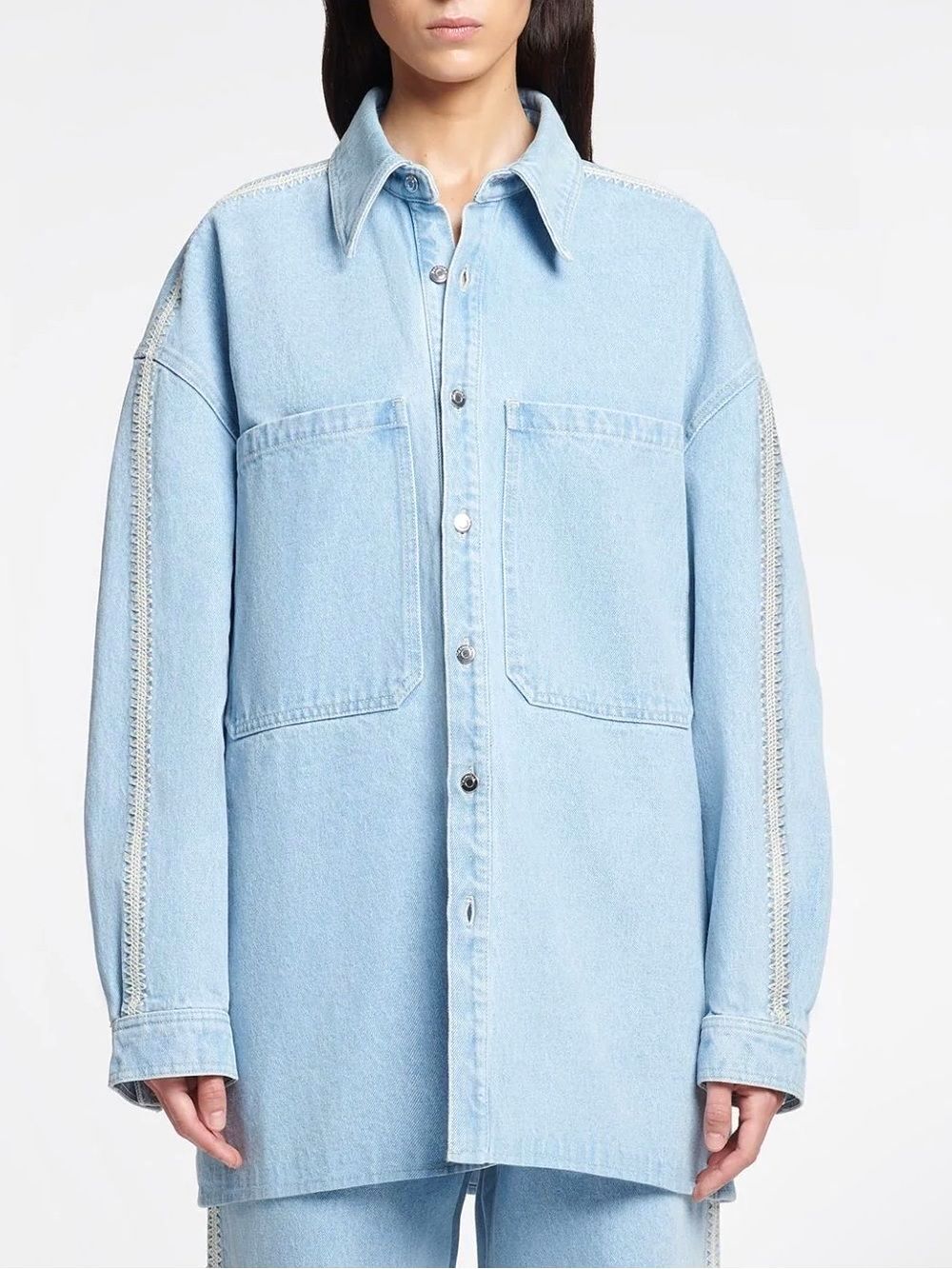 NANUSHKA Gorgeous Oversized Embroidered Denim Shirt Jacket Sz M NWT $598!!